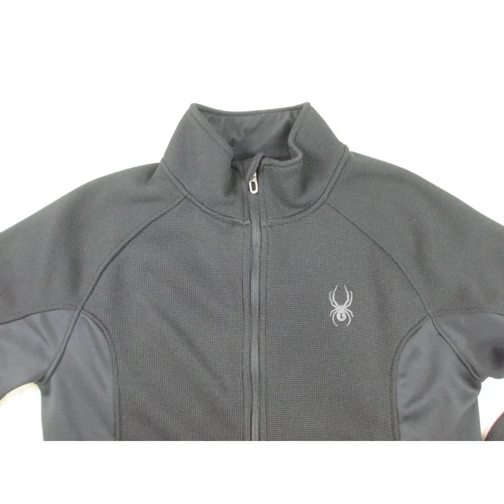 Spyder Sweater Mens Medium Black Full Zip Logo Outdoors‎ Casual*